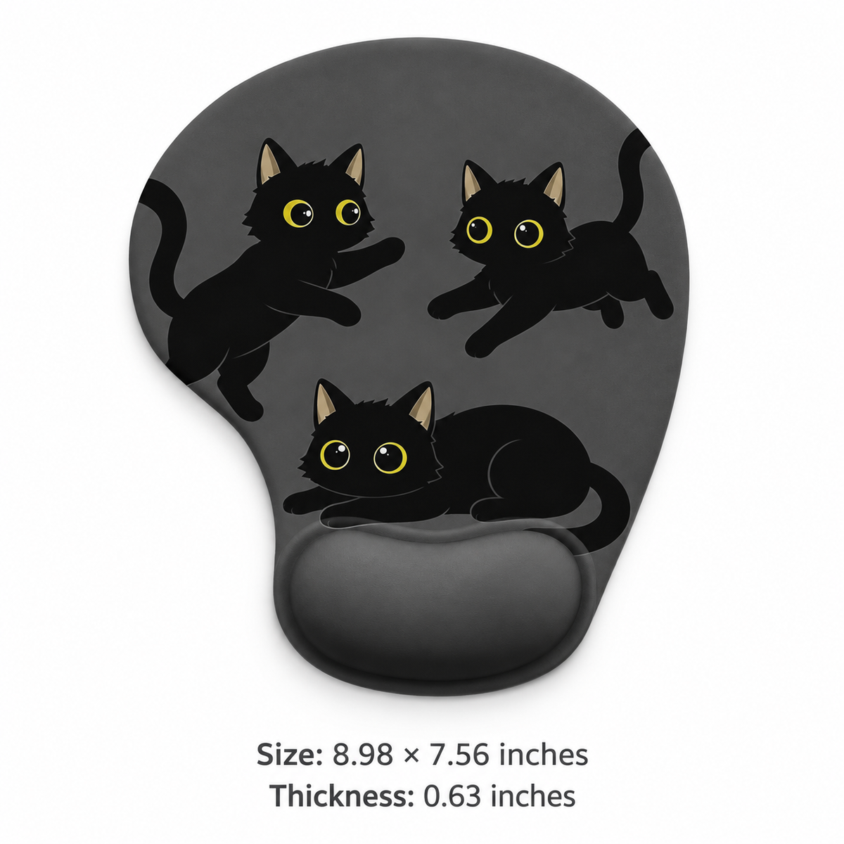 Cute Cat Mouse Pad with Silicone Wrist Rest, 12 Breeds