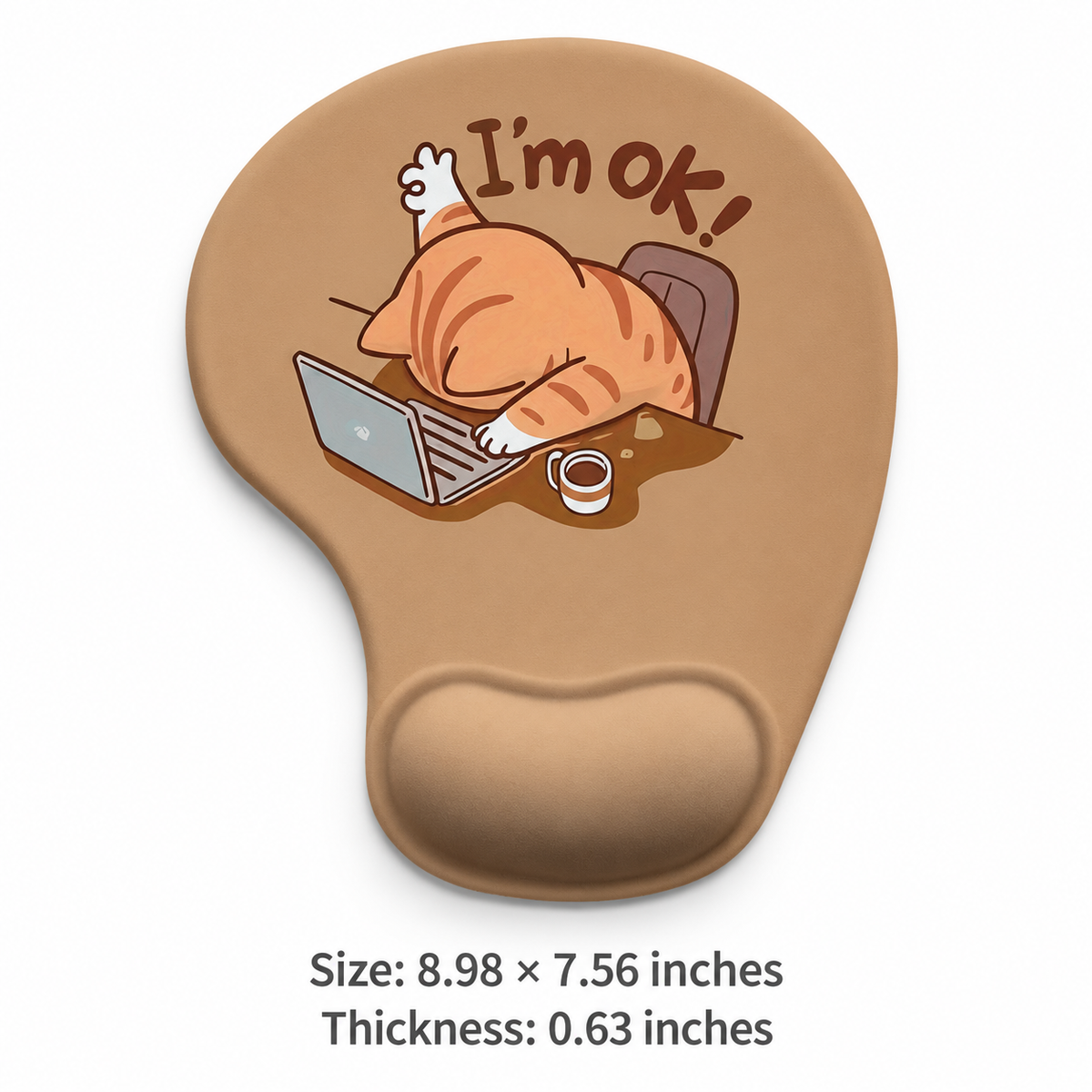 Cute Cat Mouse Pad with Silicone Wrist Rest, 12 Breeds