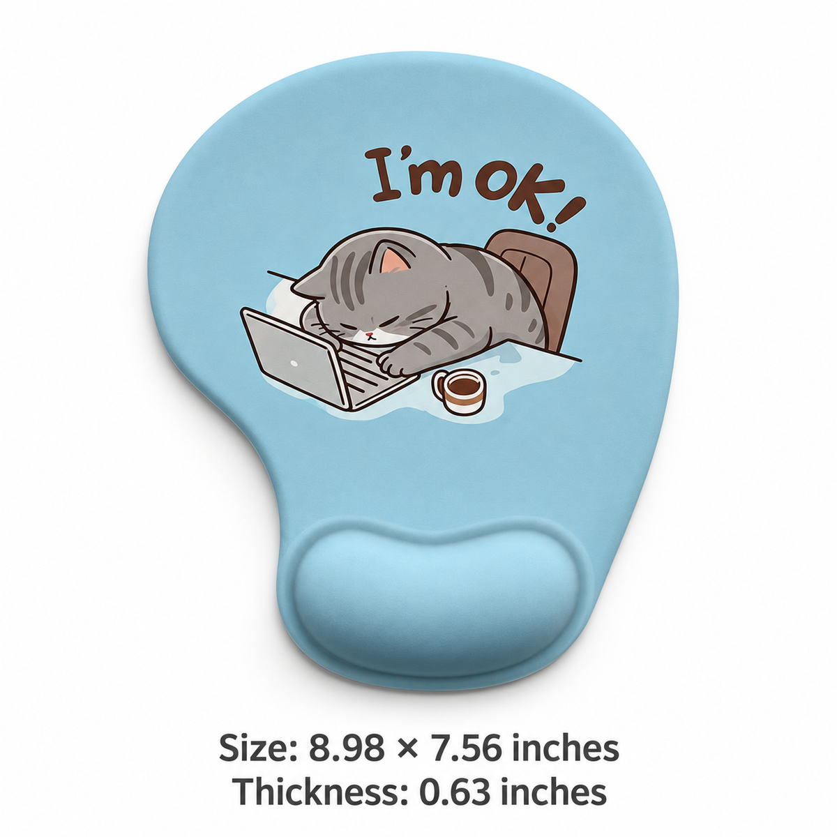 Cute Cat Mouse Pad with Silicone Wrist Rest, 12 Breeds