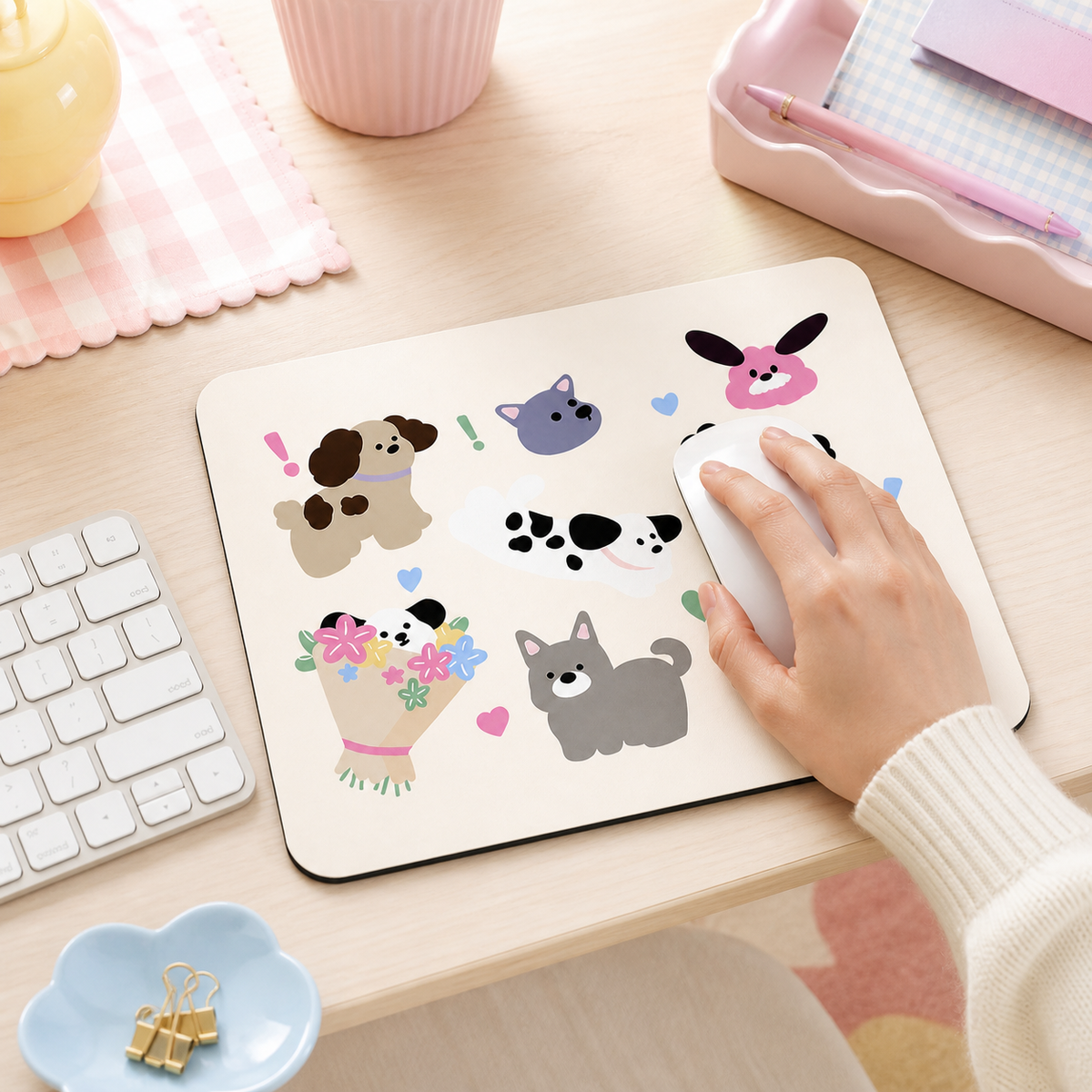 Cute Fluffy Puppy Mouse Pad | Natural Rubber, 4 Designs