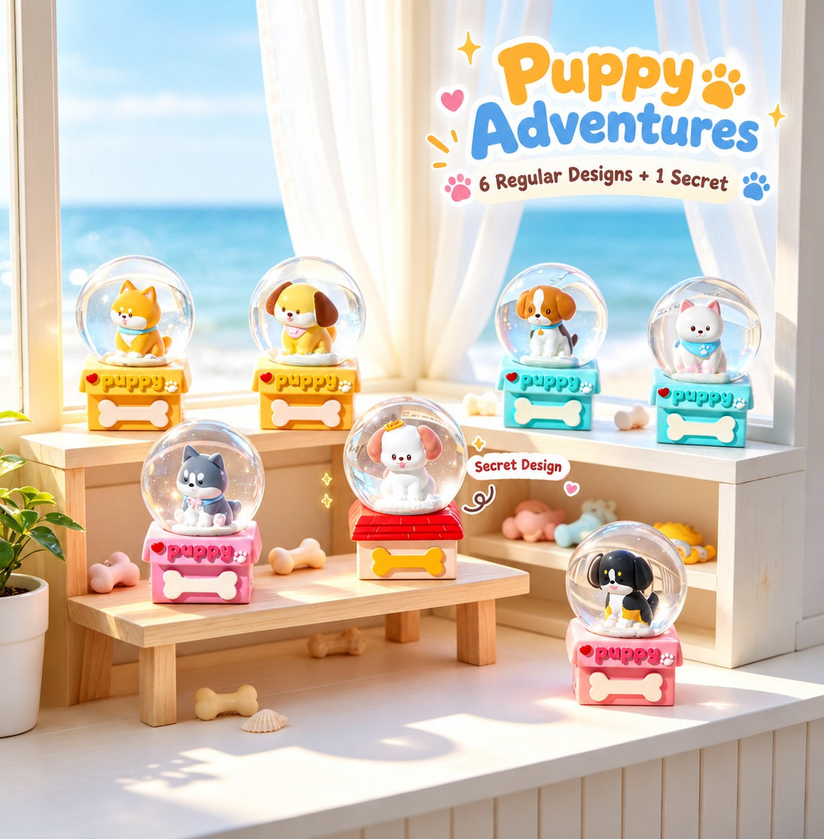 Puppy Adventures – Light-Up Glass Globe Blind Box, 6 Designs + Secret (1 Box / Full Set)