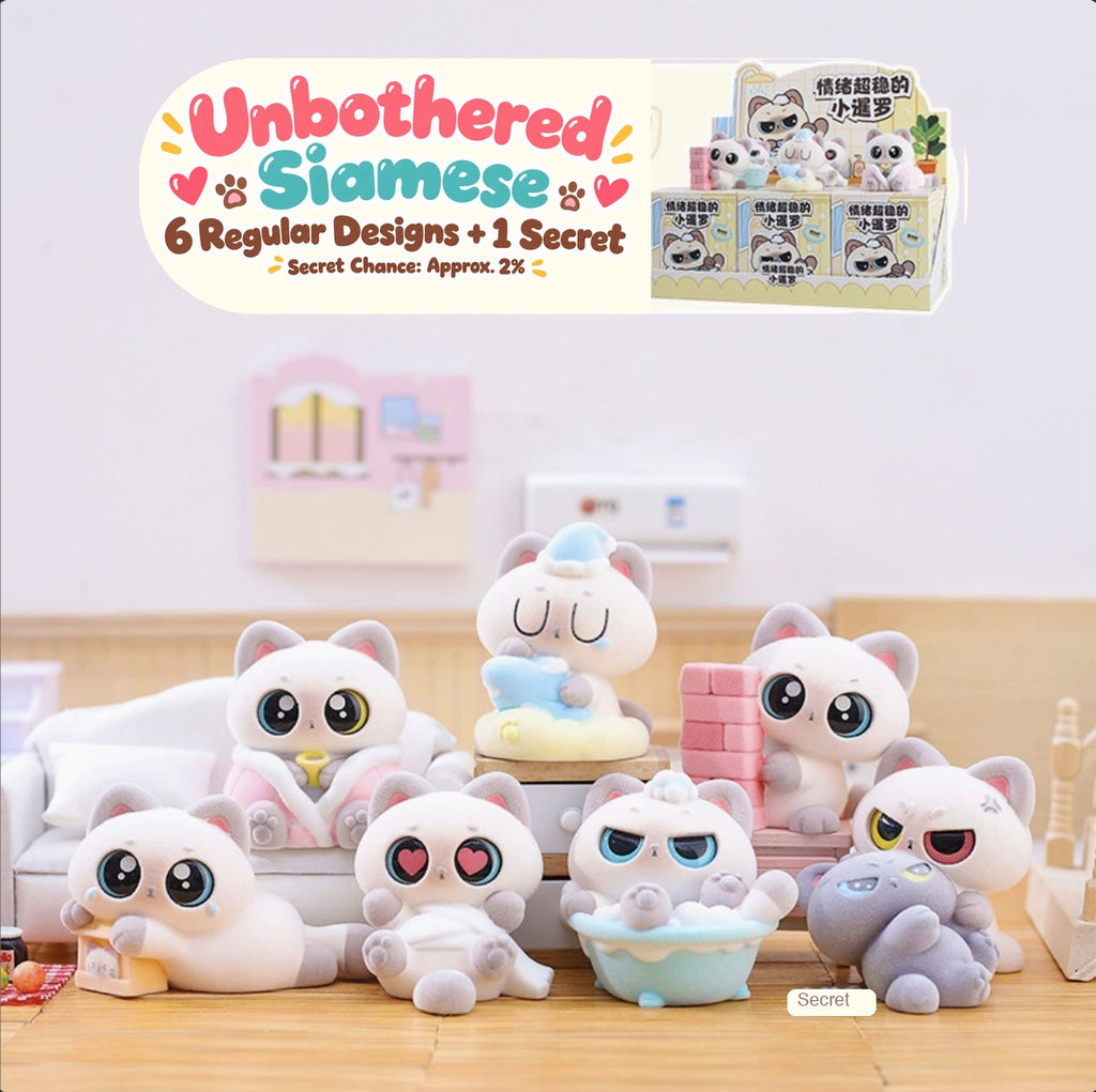 Unbothered Siamese – Cozy Mood Cat Blind Box, 6 Designs + Secret (1 Box / Full Set)