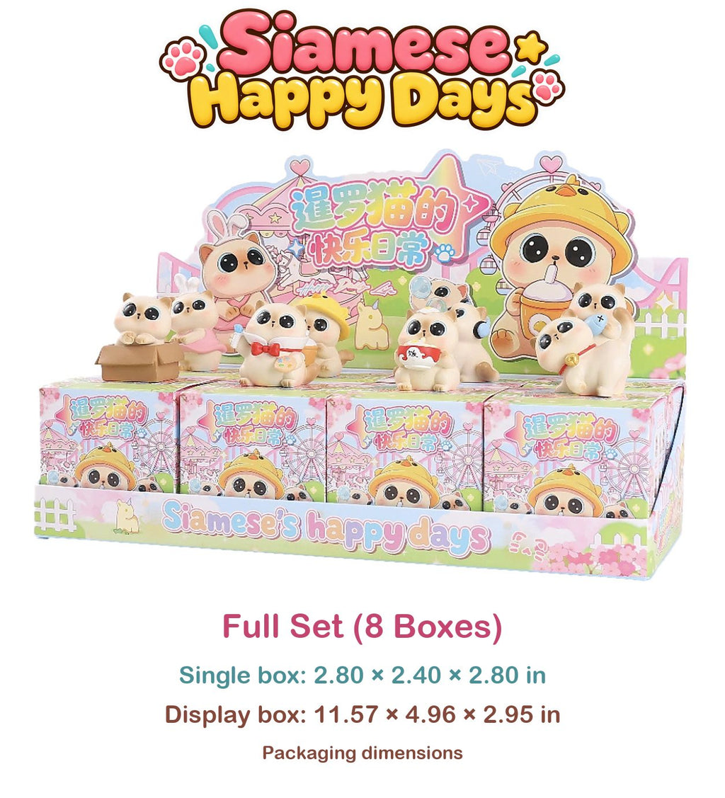 Siamese Happy Days – Everyday Cat Blind Box, 8 Designs + Secret (1 Box / Full Set)