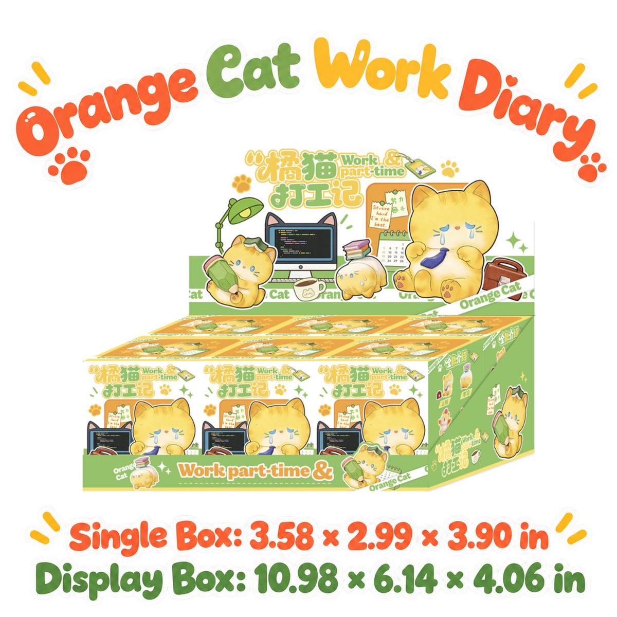 Orange Cat Work Diary – Busy Little Cats Blind Box, 6 Designs + Secret (1 Box / Full Set)