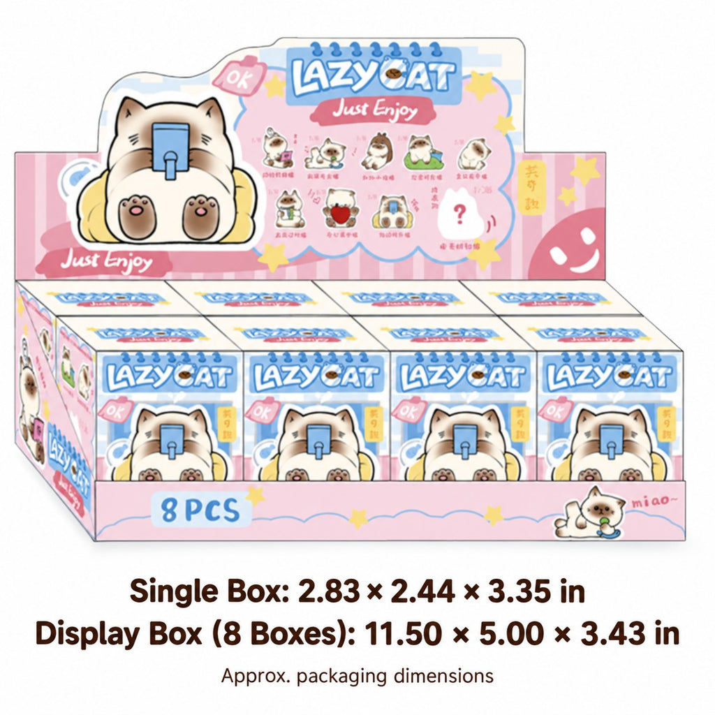 Lazy Cat – Just Enjoy Resin Cat Blind Box, 8 Designs + Secret (1 Box / Full Set)