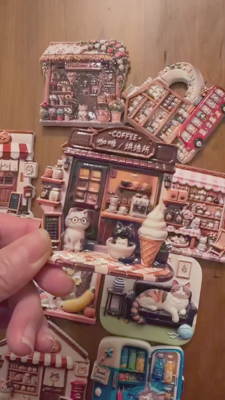 Cat Coffee Shop – Miniature Resin Fridge Magnet