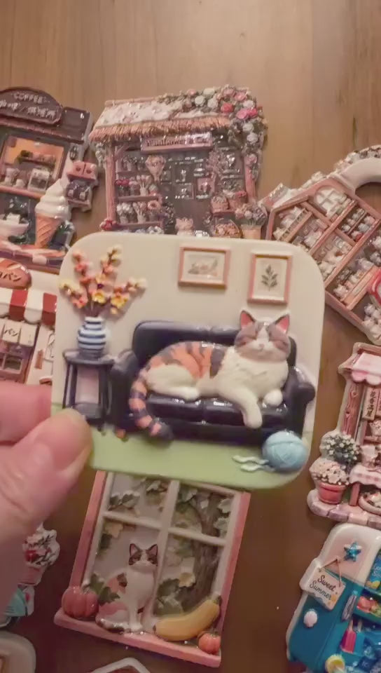 Cozy Sofa Cat 3D Resin Fridge Magnet