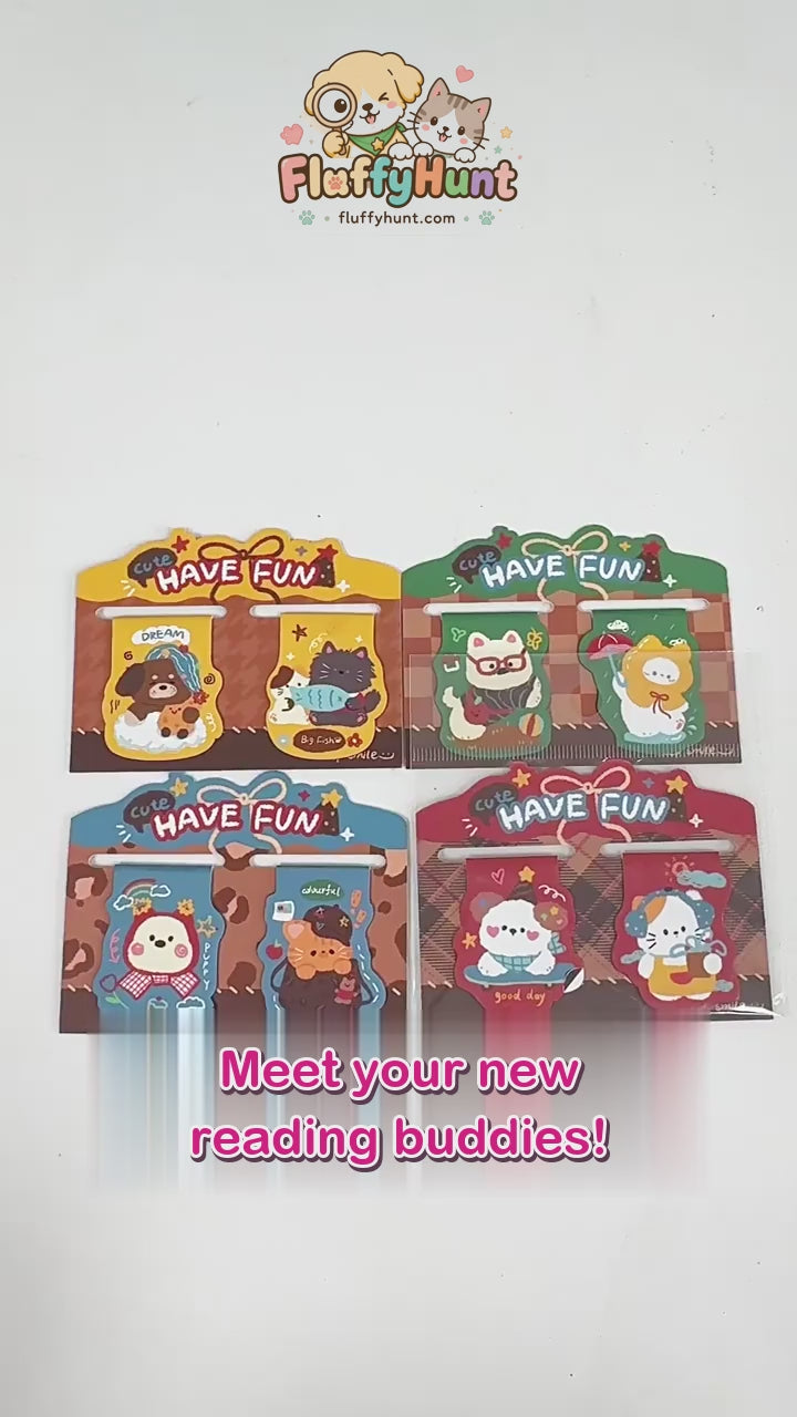 Have Fun – Retro Animal Magnetic Bookmarks | 4 Styles, Set of 2 each style