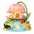 Blossom Cottage Cats – Resin Fridge Magnet