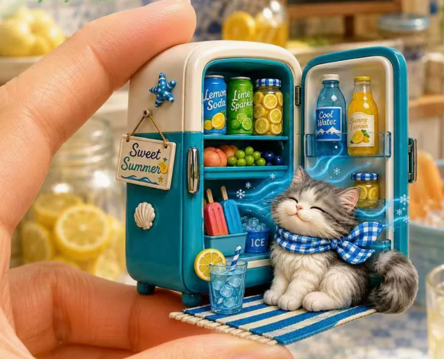 Sweet Summer Cat – 3D Fridge Magnet