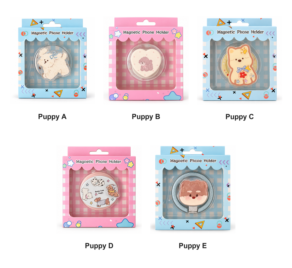 Puppy Drop Magnetic Phone Stand & Grip – Glossy Resin Magnetic Kickstand (14 Styles)