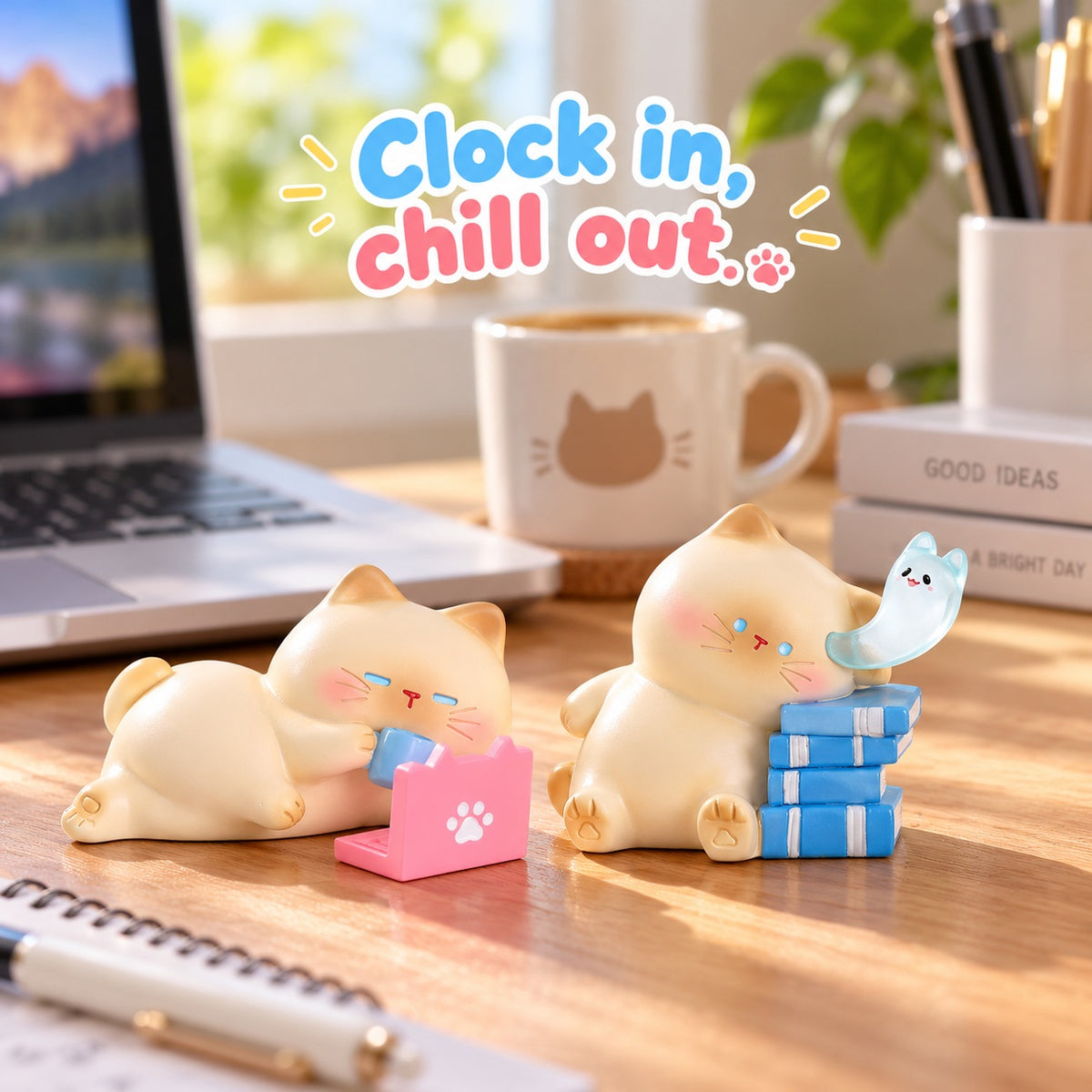 Lazy Cat Work Diary – Cozy Office Cat Blind Box, 6 Designs + Secret (1 Box / Full Set)