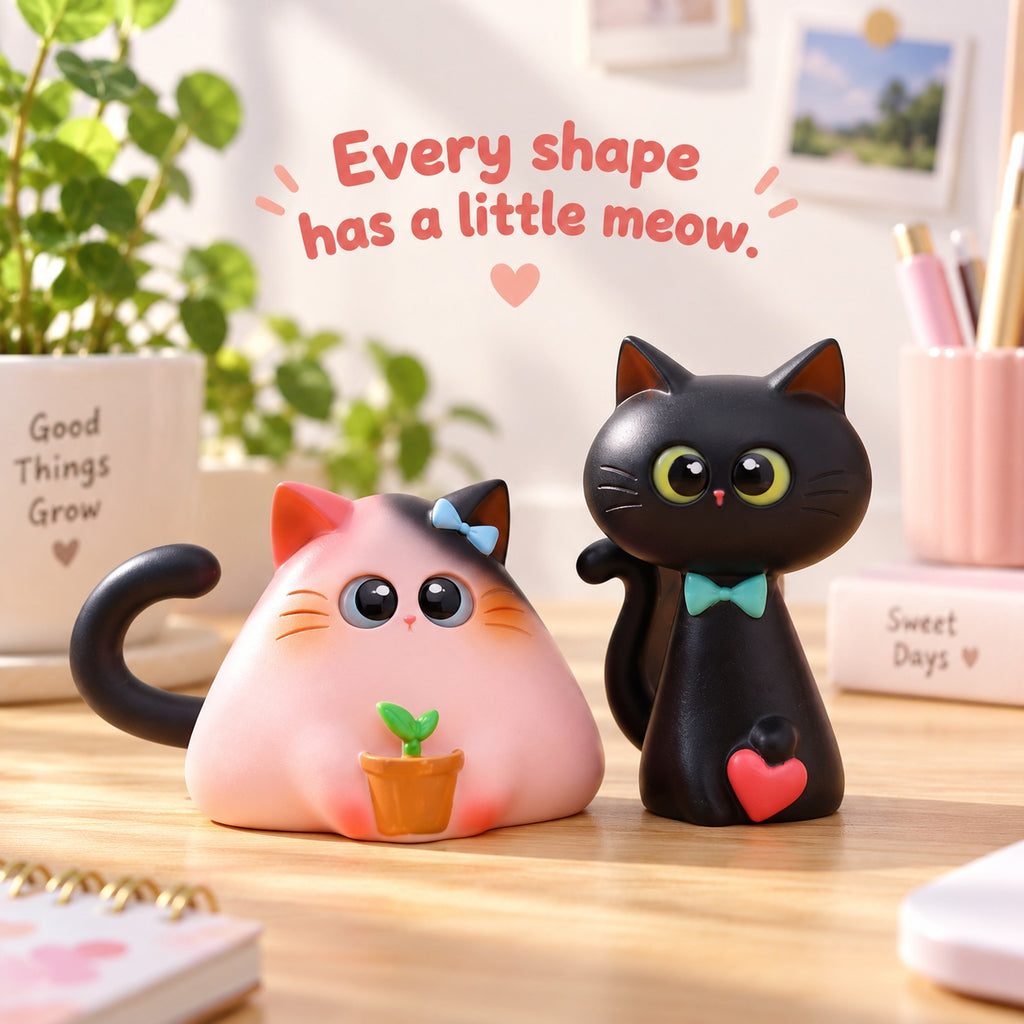 Colorful Cat Club – Playful Shapes Blind Box, 8 Designs + Secret (1 Box / Full Set)
