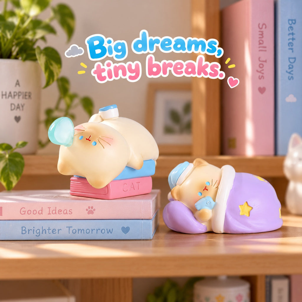 Lazy Cat Work Diary – Cozy Office Cat Blind Box, 6 Designs + Secret (1 Box / Full Set)