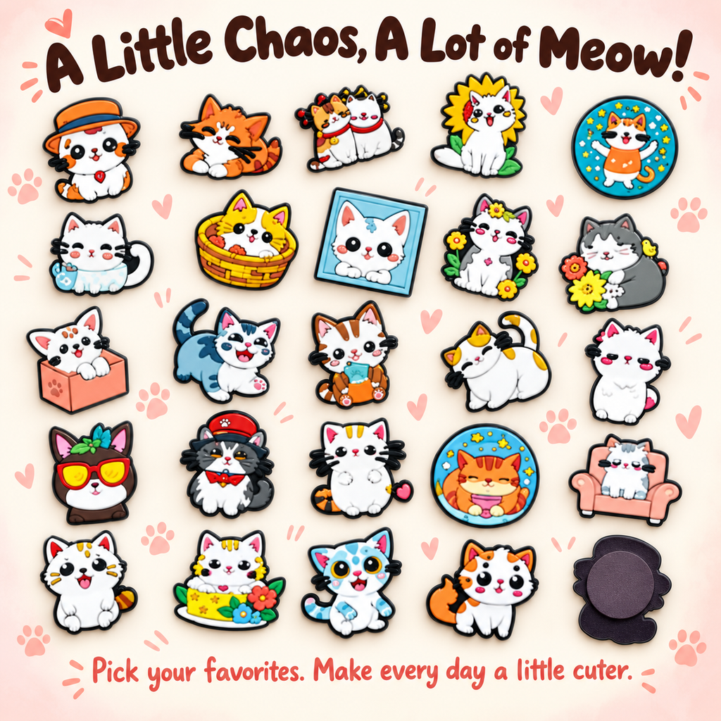 Purr-sonality Cats – Mini PVC Fridge Magnets, 19 Styles