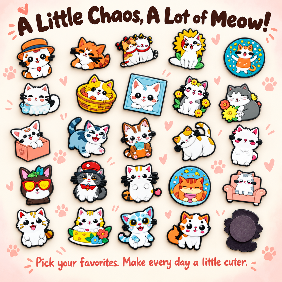 Purr-sonality Cats – Mini PVC Fridge Magnets, 19 Styles