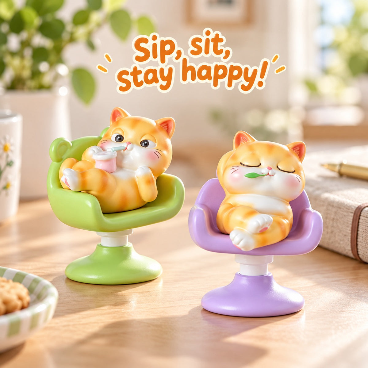 Orange Cat Lounge – 360° Swivel Chair Blind Box, 6 Designs + Secret (1 Box / Full Set)