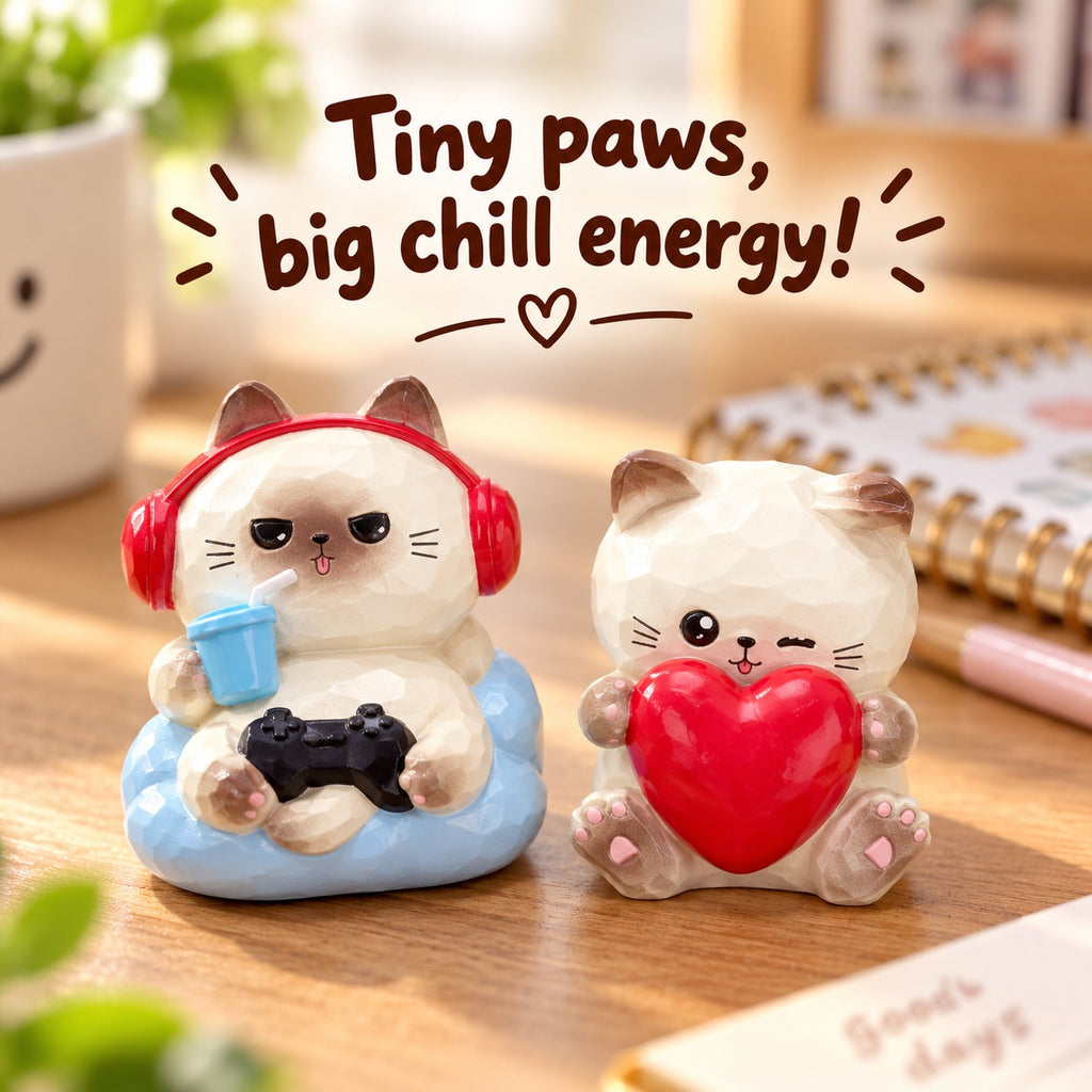 Lazy Cat – Just Enjoy Resin Cat Blind Box, 8 Designs + Secret (1 Box / Full Set)