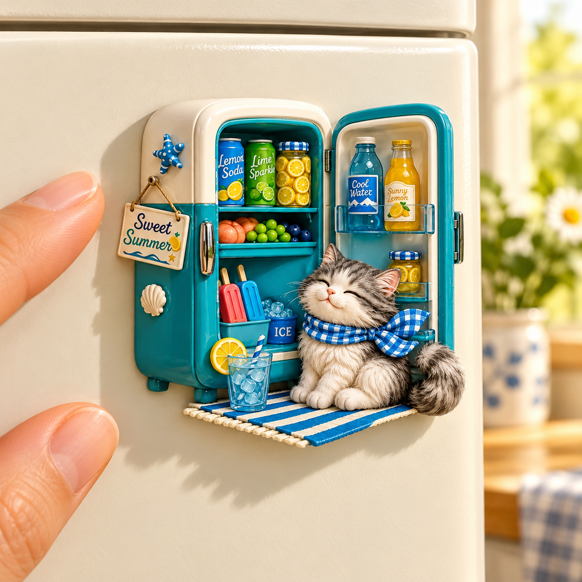Sweet Summer Cat – 3D Fridge Magnet