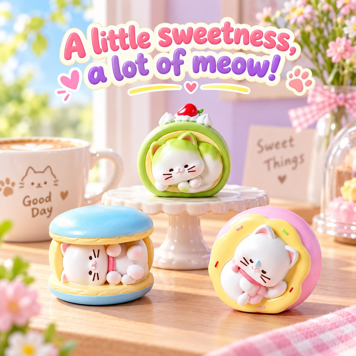 Sweet Treats Cat House – Dessert Cat Blind Box, 6 Designs + Secret (1 Box / Full Set)