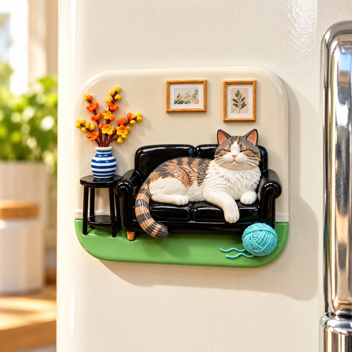 Cozy Sofa Cat 3D Resin Fridge Magnet