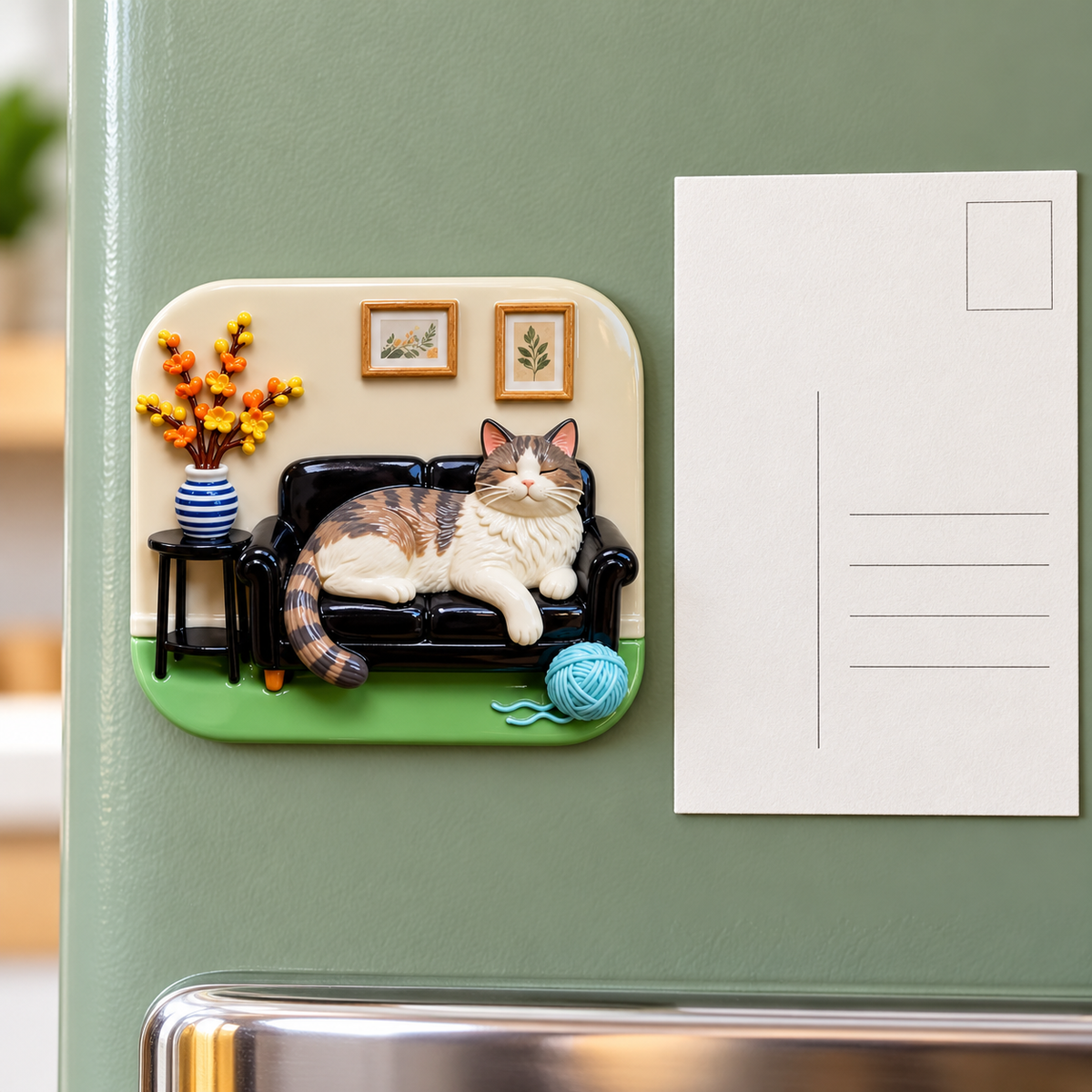 Cozy Sofa Cat 3D Resin Fridge Magnet