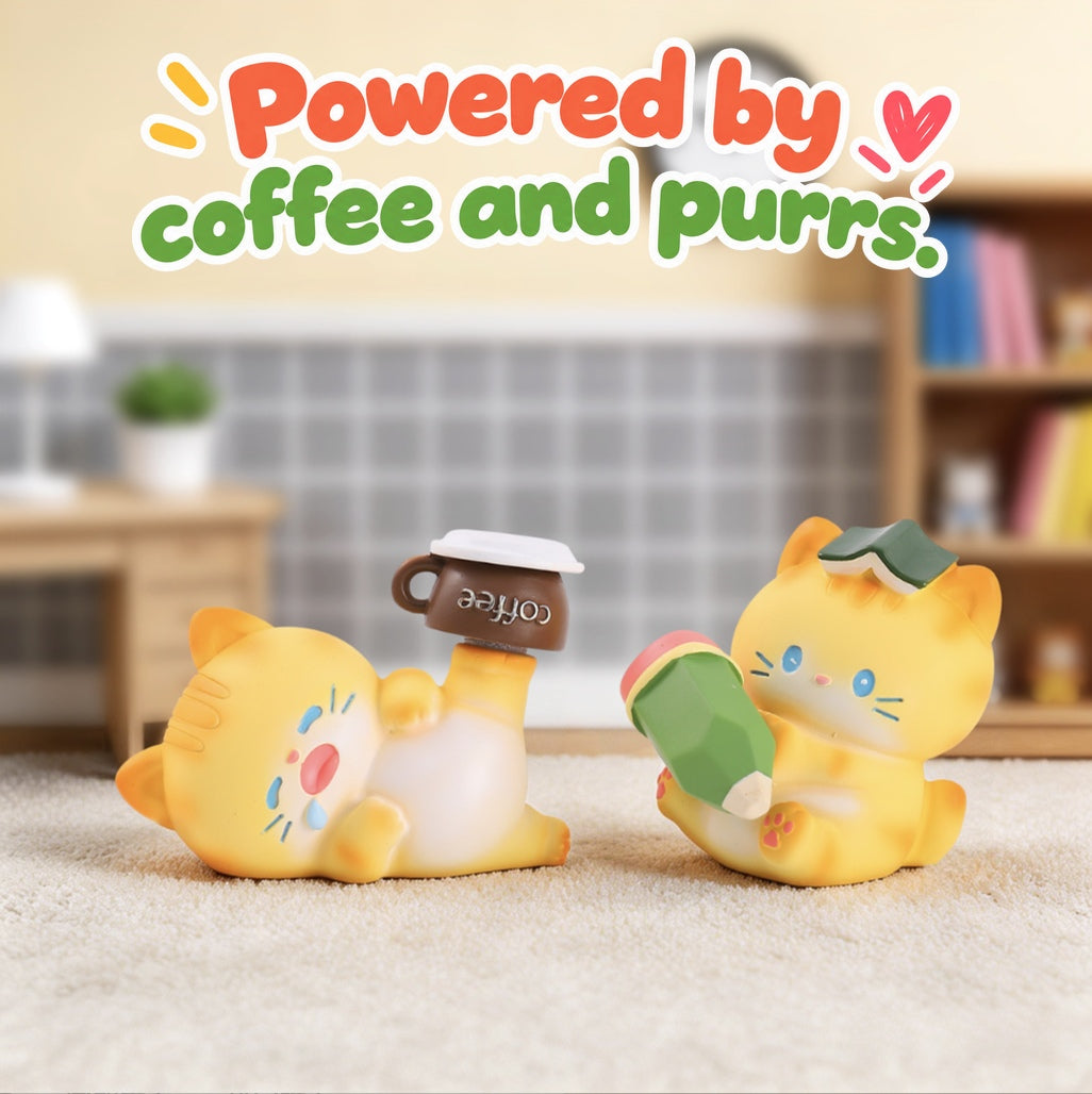 Orange Cat Work Diary – Busy Little Cats Blind Box, 6 Designs + Secret (1 Box / Full Set)