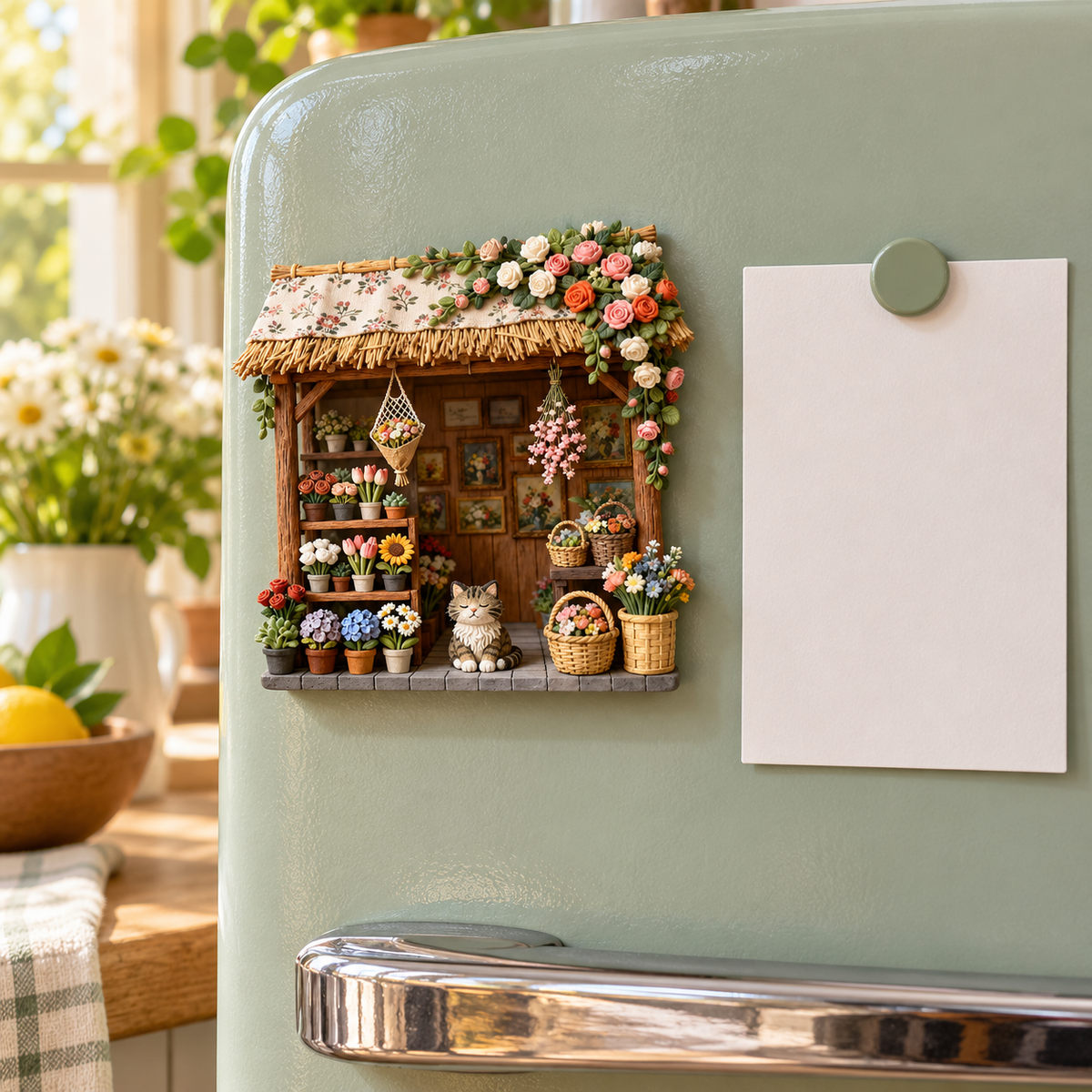 Flower Cottage – Miniature Resin Fridge Magnet