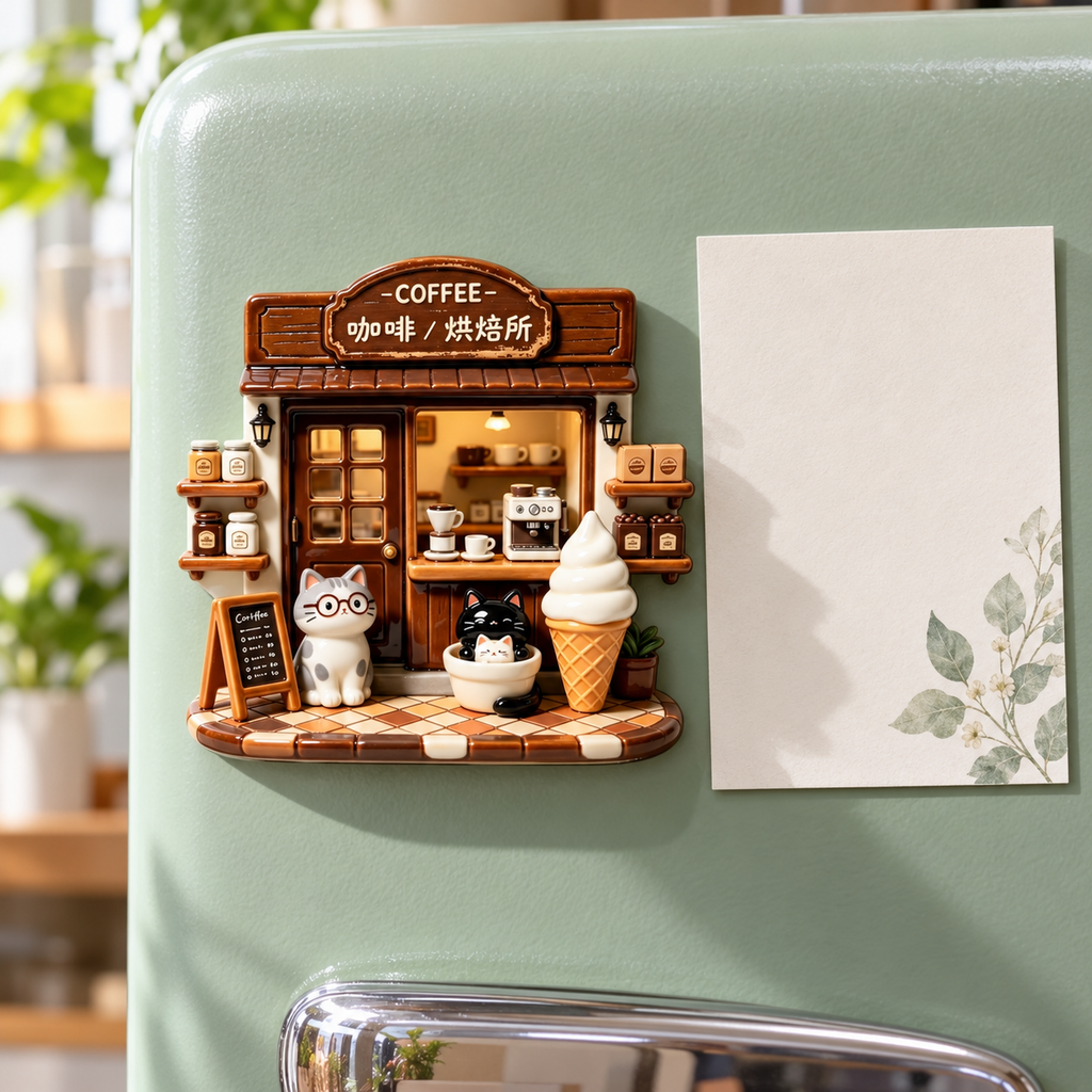 Cat Coffee Shop – Miniature Resin Fridge Magnet