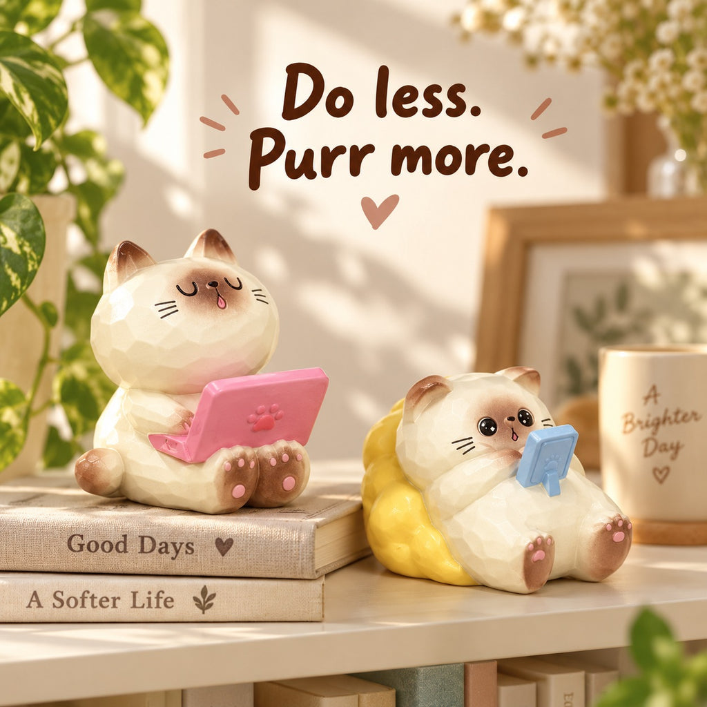 Lazy Cat – Just Enjoy Resin Cat Blind Box, 8 Designs + Secret (1 Box / Full Set)