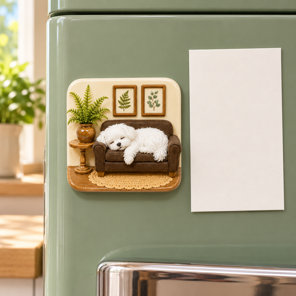 Sleepy Puppy Sofa 3D Resin Fridge Magnet