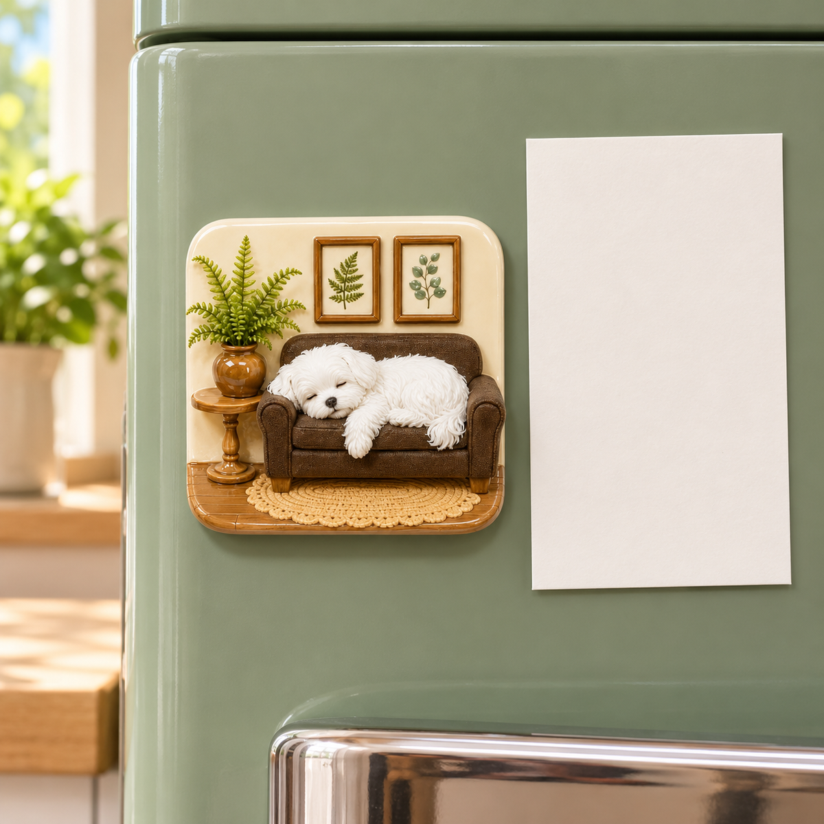 Sleepy Puppy Sofa 3D Resin Fridge Magnet