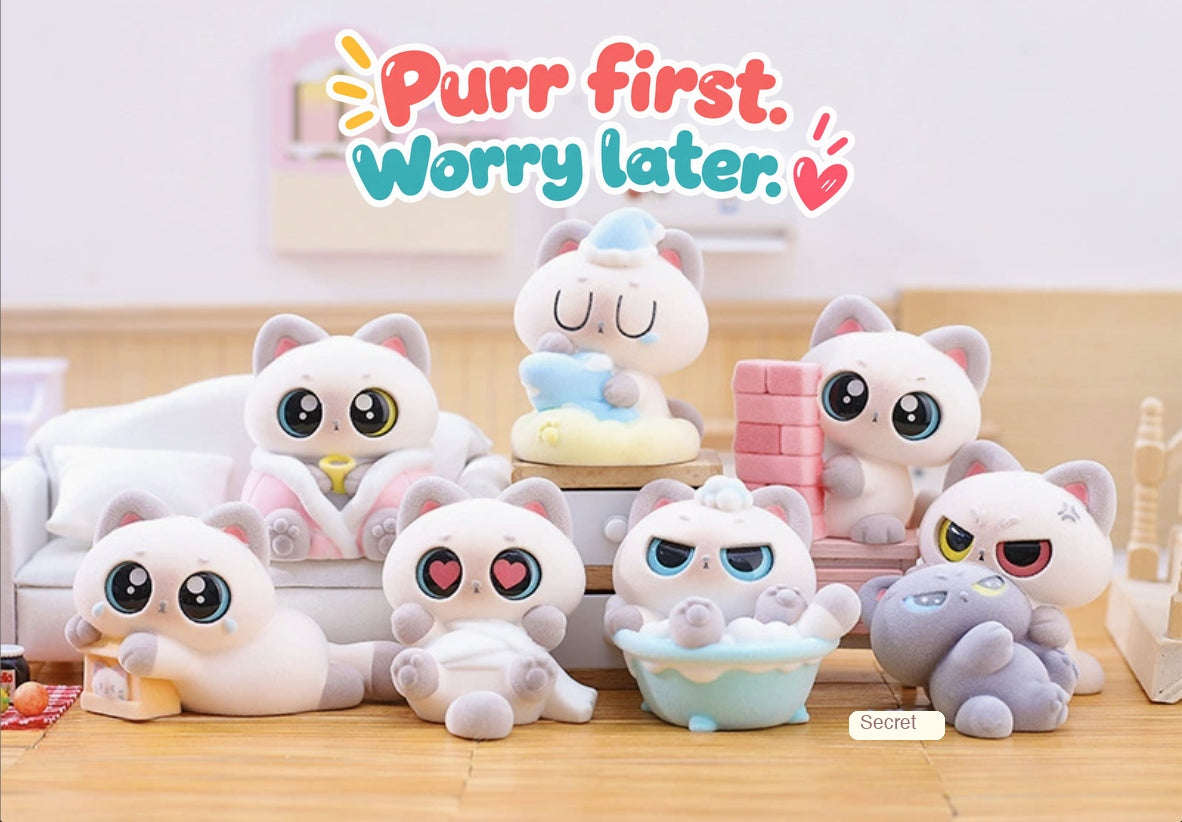 Unbothered Siamese – Cozy Mood Cat Blind Box, 6 Designs + Secret (1 Box / Full Set)