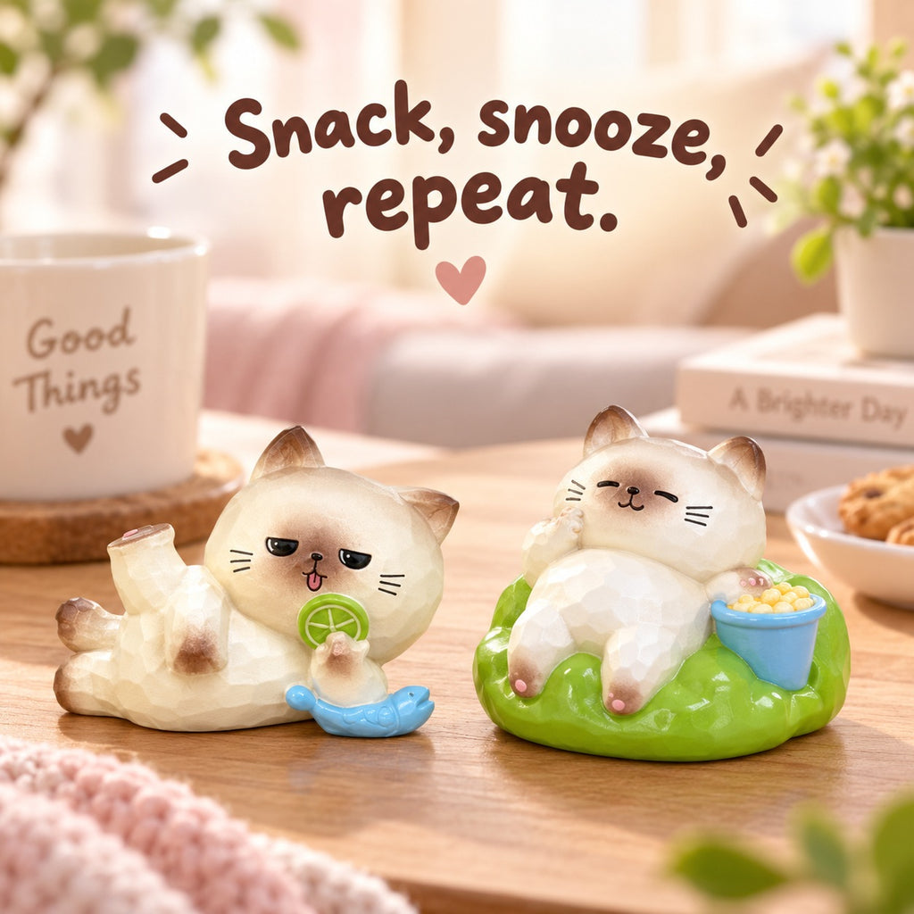 Lazy Cat – Just Enjoy Resin Cat Blind Box, 8 Designs + Secret (1 Box / Full Set)