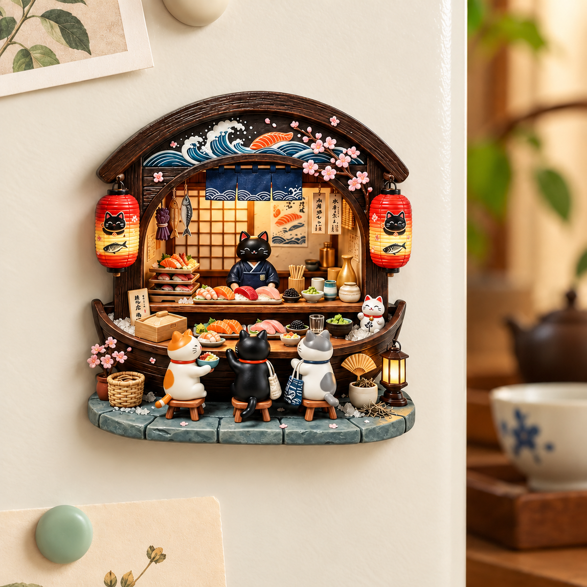 Cat Sushi Bar – Miniature Resin Fridge Magnet