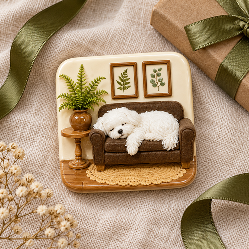 Sleepy Puppy Sofa 3D Resin Fridge Magnet