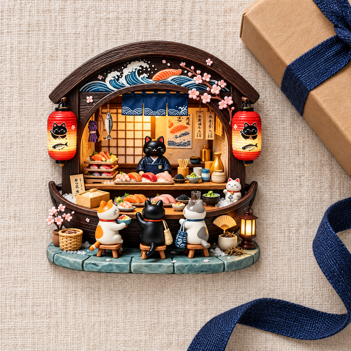 Cat Sushi Bar – Miniature Resin Fridge Magnet