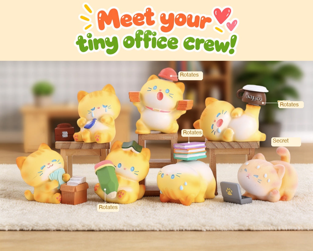 Orange Cat Work Diary – Busy Little Cats Blind Box, 6 Designs + Secret (1 Box / Full Set)
