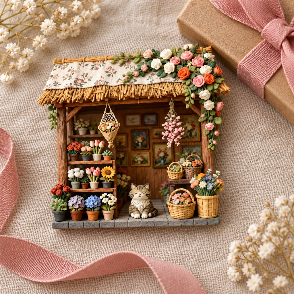 Flower Cottage – Miniature Resin Fridge Magnet