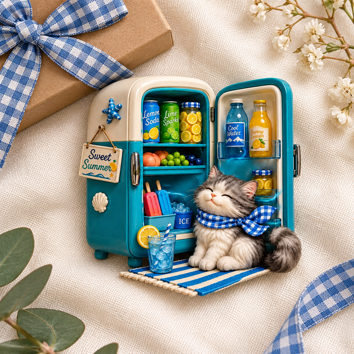 Sweet Summer Cat – 3D Fridge Magnet