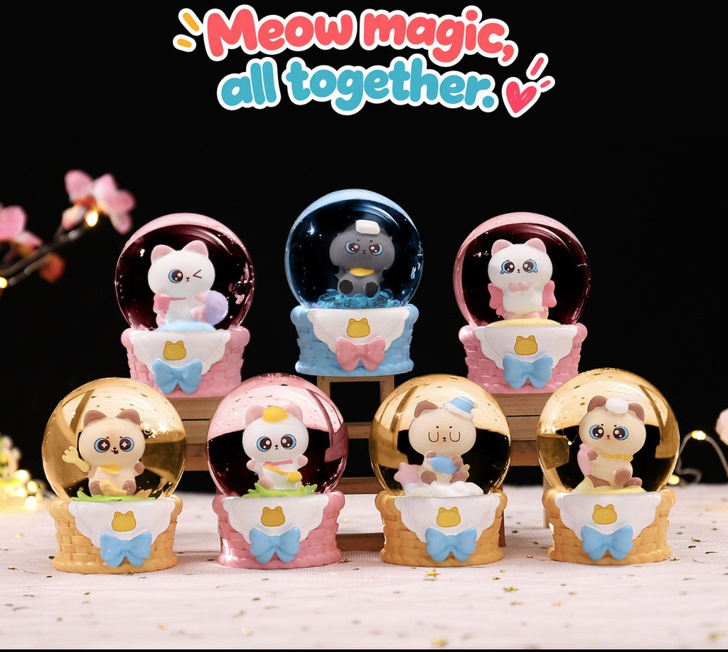 Siamese Sweethearts – Cat Crystal Globe Blind Box, 6 Designs + Secret (1 Box / Full Set)