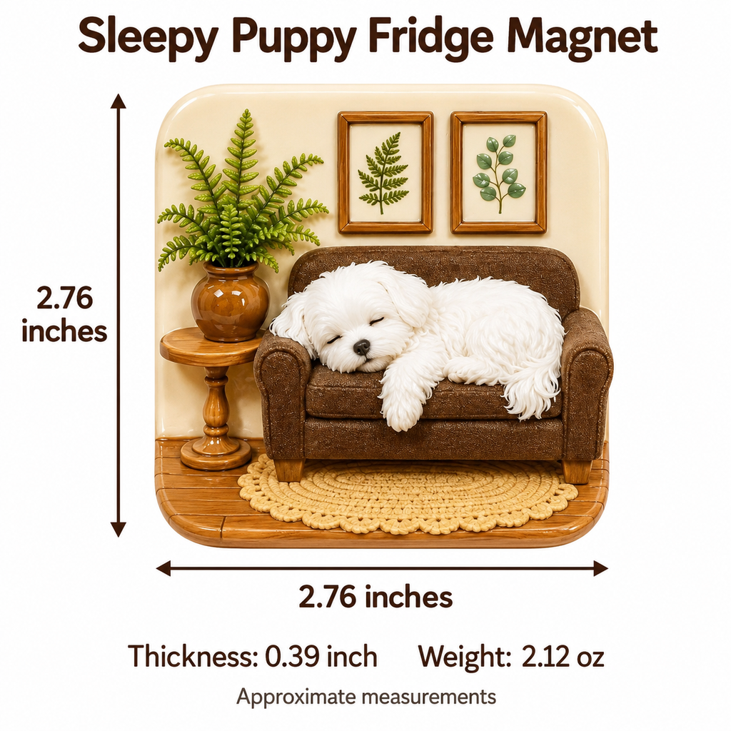 Sleepy Puppy Sofa 3D Resin Fridge Magnet