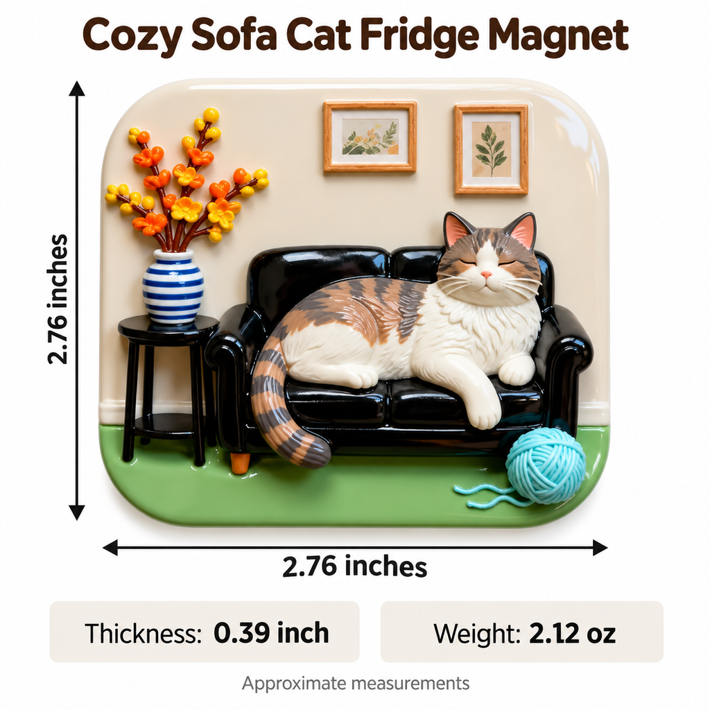 Cozy Sofa Cat 3D Resin Fridge Magnet