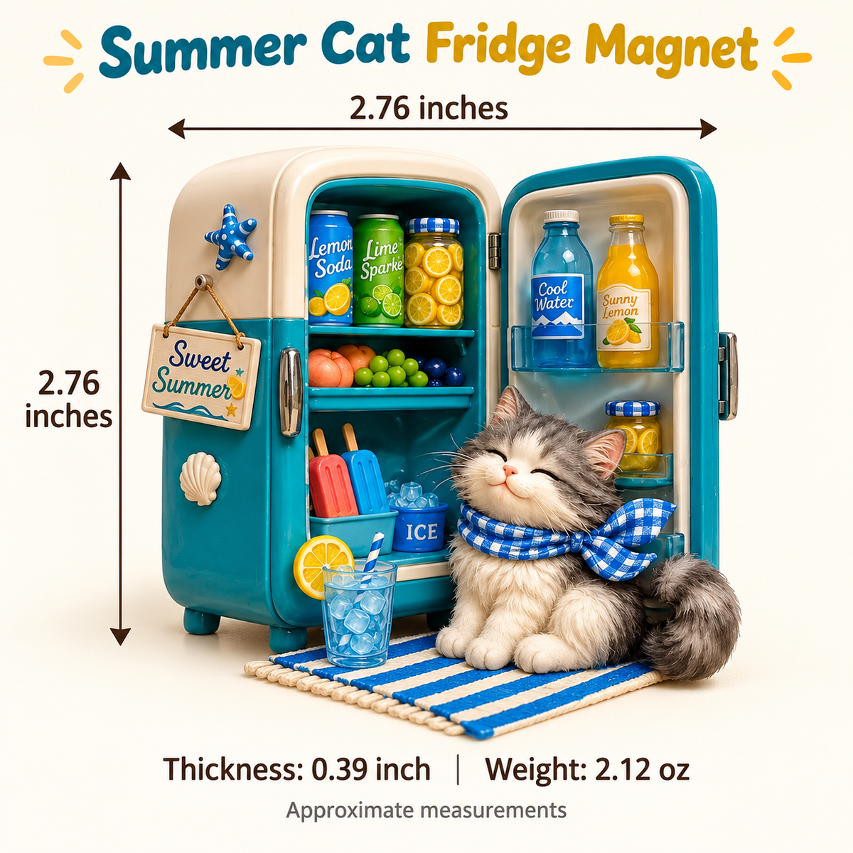 Sweet Summer Cat – 3D Fridge Magnet