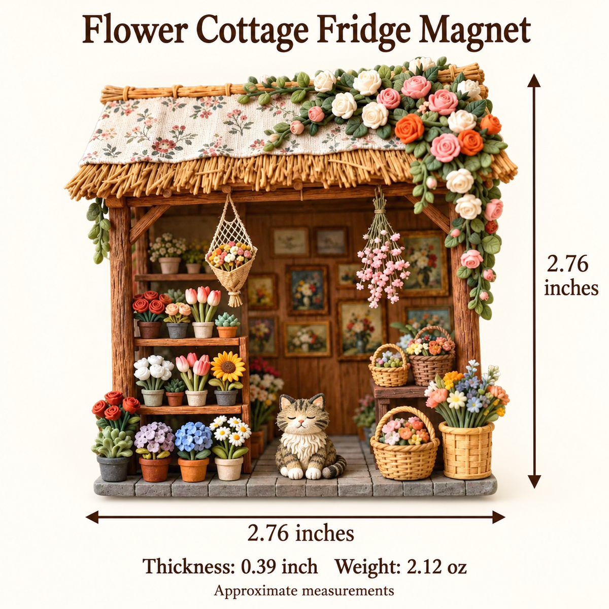 Flower Cottage – Miniature Resin Fridge Magnet