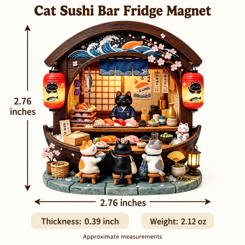Cat Sushi Bar – Miniature Resin Fridge Magnet
