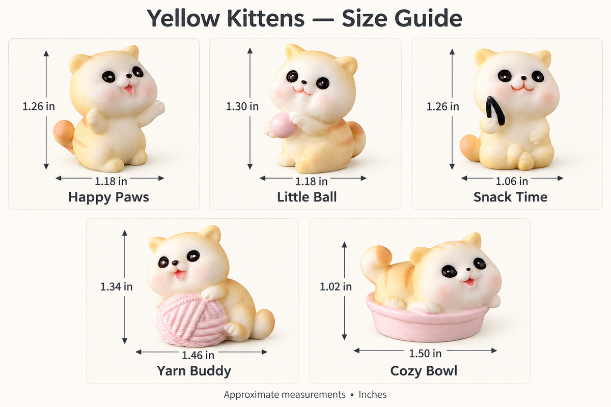 Cozy Kitten Crew – 5-Piece Mini Cat Figurine Set